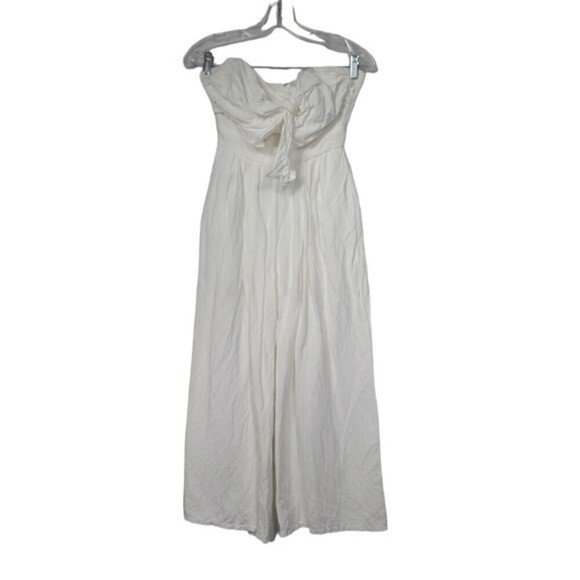 Astr The Label Mara White Strapless Linen Rayon Jumpsuit XS - Picture 1 of 7